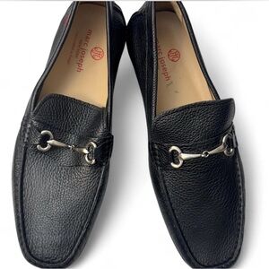 Marc Joseph Black Textured Loafers with Silver Accent